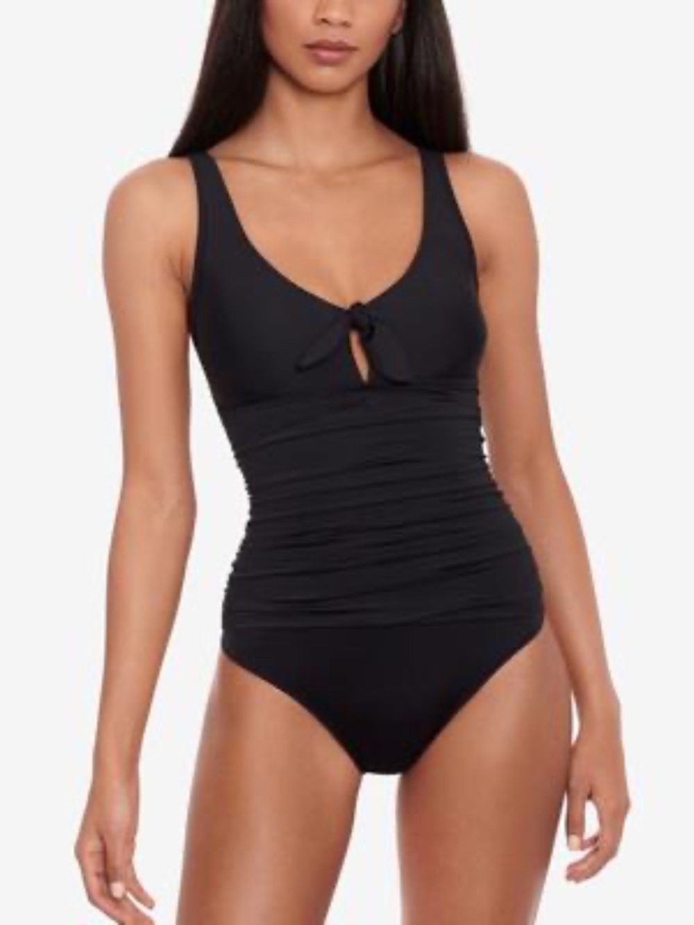 Lauren Ralph Lauren Front-Tie One-Piece Swimsuit - Black